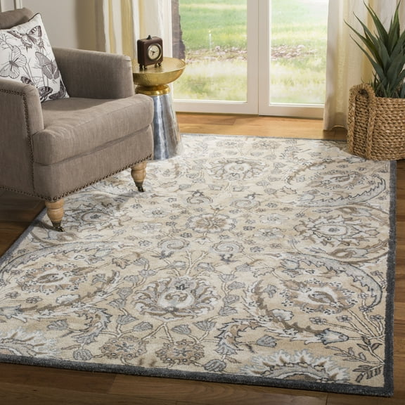 SAFAVIEH Bella Selna Floral Traditional Wool Area Rug, Beige/Multi, 4' x 6'