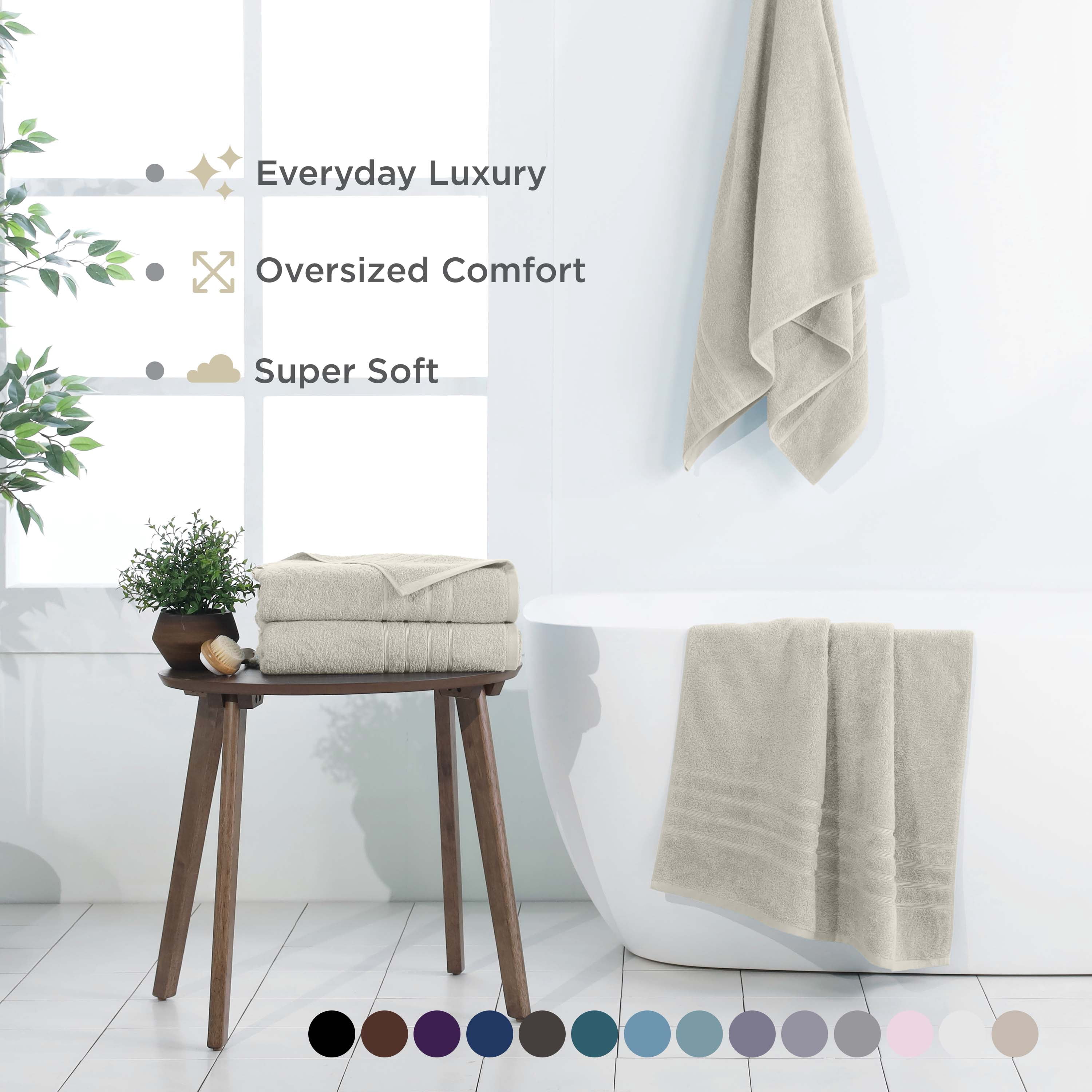 Martex 2-Pack Bath Sheet Set | 100% Cotton Extra Large 33" x 65" Towels | New Sand