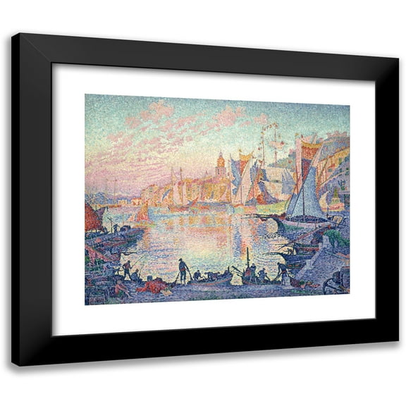 Paul Signac 14x12 Black Modern Framed Museum Art Print Titled - The Port of Saint-Tropez