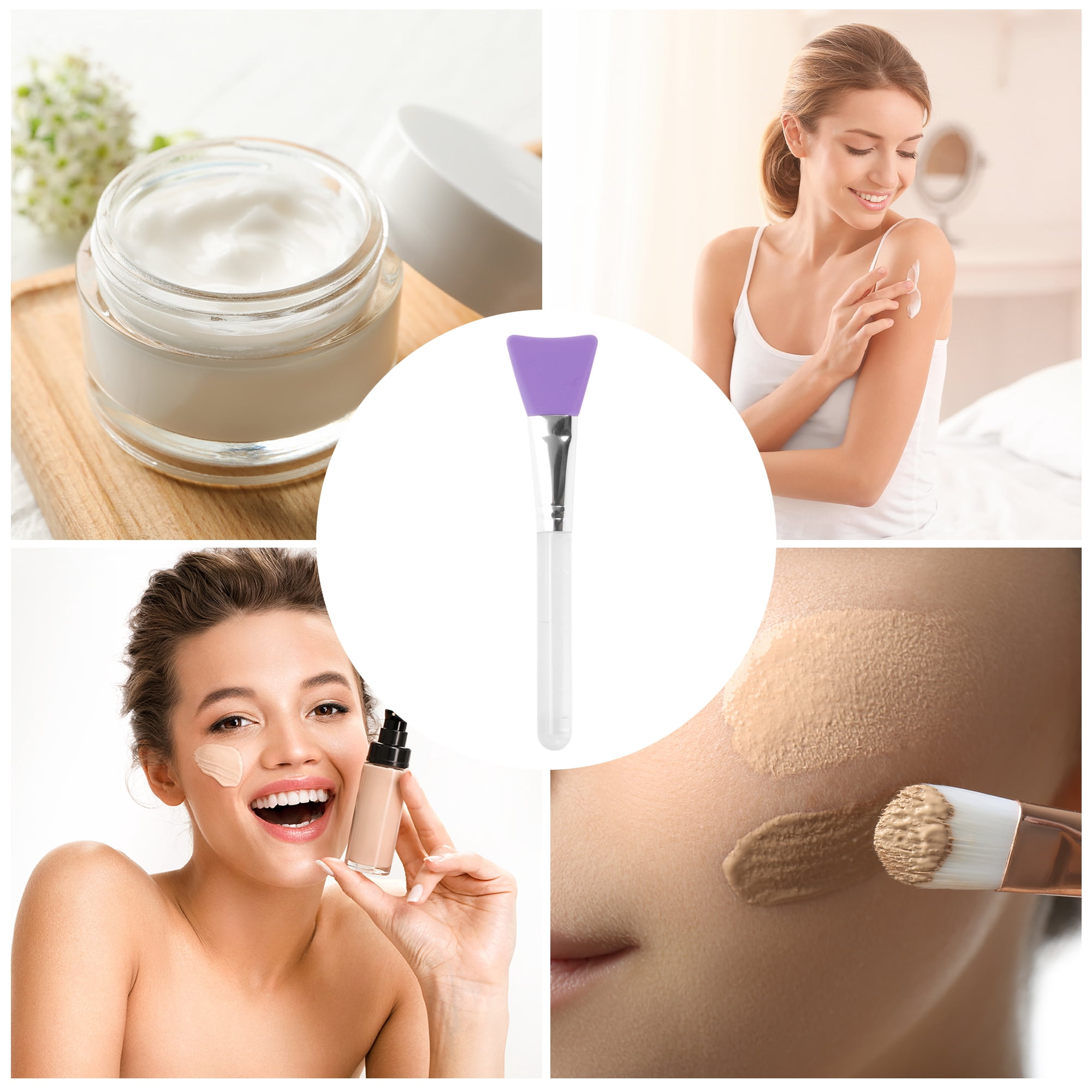 Unique Bargains Durable Flat Head Facial Mask Brush 1 Pc Purple