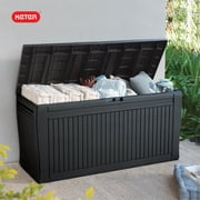Keter Comfy 70 Gallon Durable Resin Outdoor Storage Deck Box Ideal Store Garden Tools and Pool Toys, Graphite Grey
