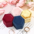 thumbnail image 5 of Velvet Jewelry Box Earrings Package Double Ring Storage Box Woman Gift Hexagon Shape Case Wedding Ring Display Box blue-Ring, 5 of 6