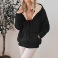 thumbnail image 4 of Dwralegc Fleece Jacket Women Casual Fleece Sherpa Hoodies Thermal Zip Up Sweatshirt Thick Fall Winter Hoodie with Pockets Black 3XL, 4 of 5