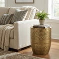 thumbnail image 2 of Simpli Home Johnsen 15 inch Wide Metal Drum Accent Table, Burnished Gold, 2 of 3