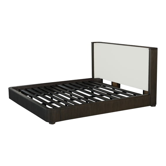 ACME Clayten Wood Upholstered Eastern King Bed in White & Espresso