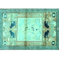 thumbnail image 1 of Ahgly Company Machine Washable Indoor Rectangle Animal Turquoise Blue Traditional Area Rugs, 8' x 12', 1 of 4