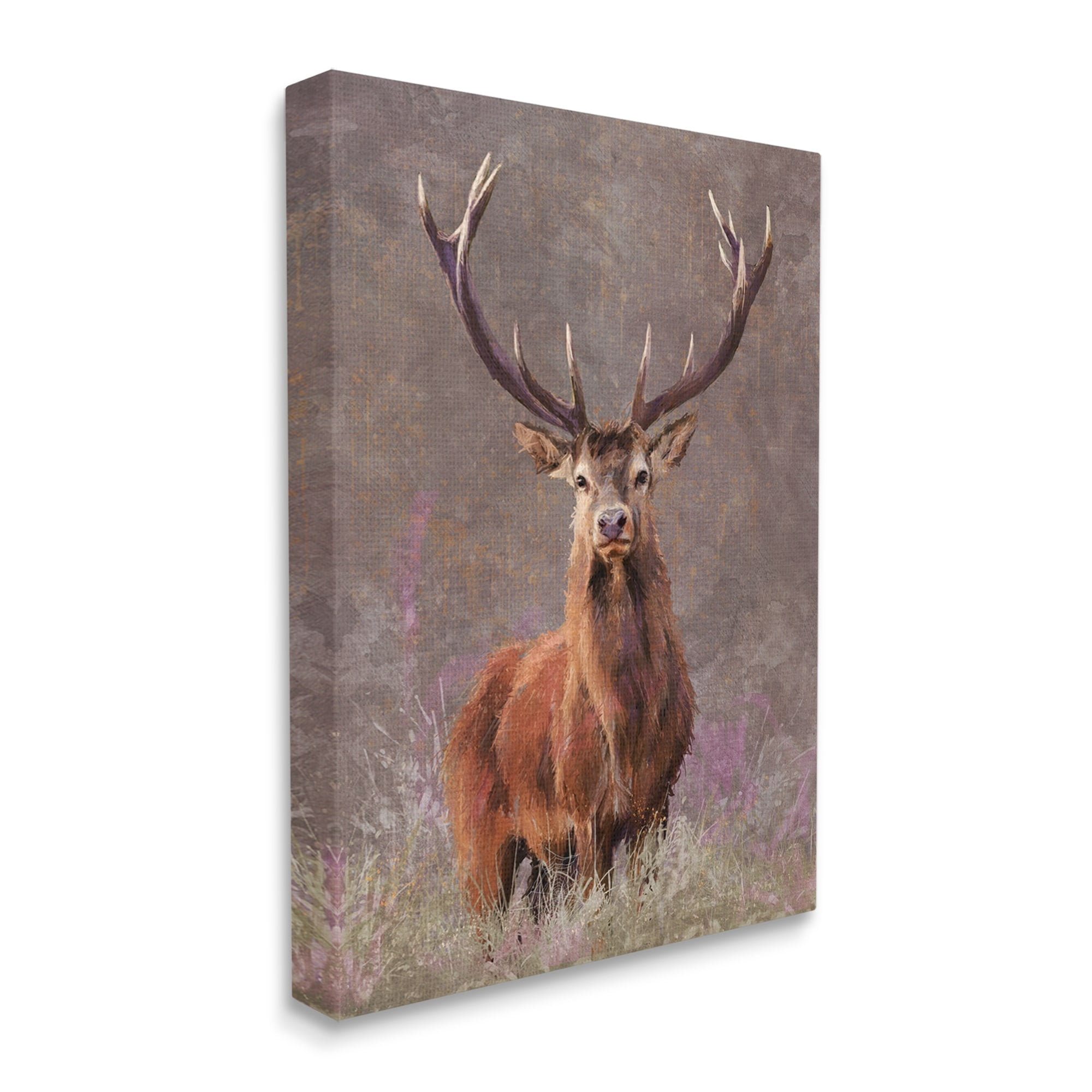 Stupell Elk Portrait Forest Grove Animals & Insects Painting Gallery Wrapped Canvas Print Wall Art