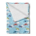 thumbnail image 2 of Vintage Airplane Soft Flannel Fleece Throw Blanket, Colorful Sketch Style Propeller Airplanes Vacation Transportation Theme, Cozy Plush for Indoor and Outdoor Use, 50" x 70", Multicolor, by Ambesonne, 2 of 5