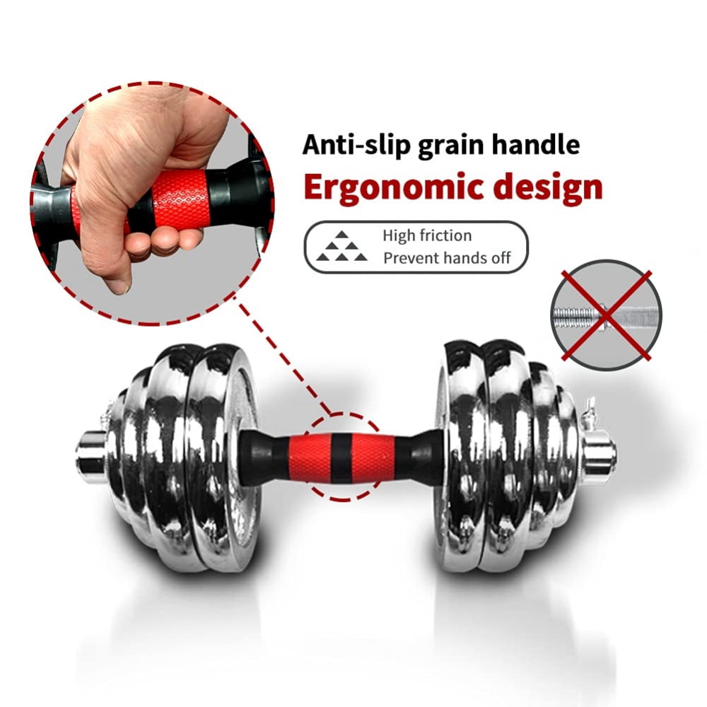Riwcyla 44LB Adjustable Dumbbell Barbell 3-in-1 Weight Set with Connecting Rod for Home Gym