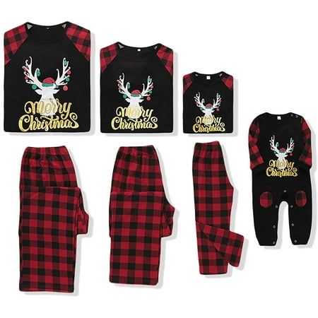 Matching Family Pajamas Sets Christmas PJ's with Letter Printed Long ...