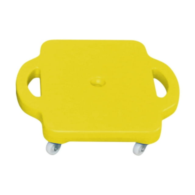 Tabla de patinete para niños con asas, tabla deportiva para sentarse, para educación física, desarrollo preescolar, actividades deportivas en el suelo amarillo