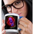 thumbnail image 2 of 3drose, Galaxy and Nebula - Cats Eye Nebula (red Gases), 15oz Two-tone Blue Mug, 2 of 6