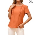thumbnail image 1 of Minnieouse Mujer Camiseta Verano Cuello Manga Corta Volantes Casual Top Suelto Prendas para la parte del cuerpo Naranja XL, 1 of 6