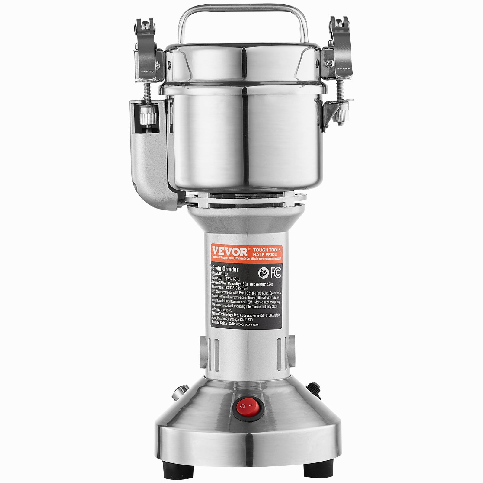 VEVOR 750g Electric Grain Grinder,  304 Stainless Steel Pulverizer Powder Machine, High Speed 2000W Commercial Spice Grinders,for Dry Grain Spices Coffee Corn Pepper, Straight Type