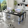 thumbnail image 6 of Homieasy 78.7" 2 Person Desk with Power Outlet and USB Ports, Long Double Table Home Office Computer Desk, Modern Study Writing Desk Workstation, Sturdy Metal Frame, for Home & Office, Black, 6 of 7