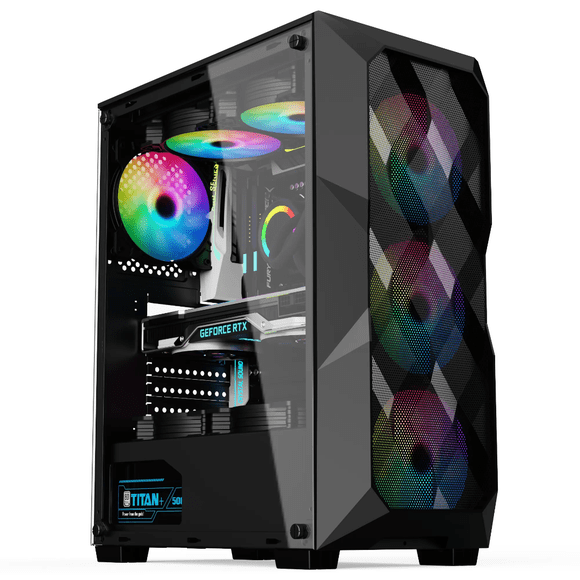Black Tempered Glass ATX Tower Gaming PC Case