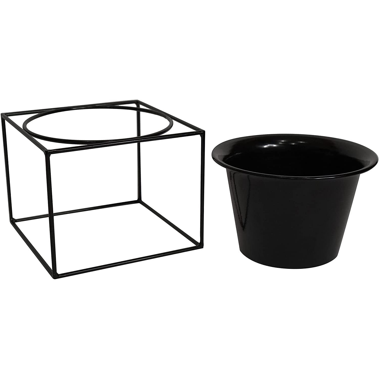 Metal Square 6" Home Garden Flower Plant Holder Removable Pot Stand Black