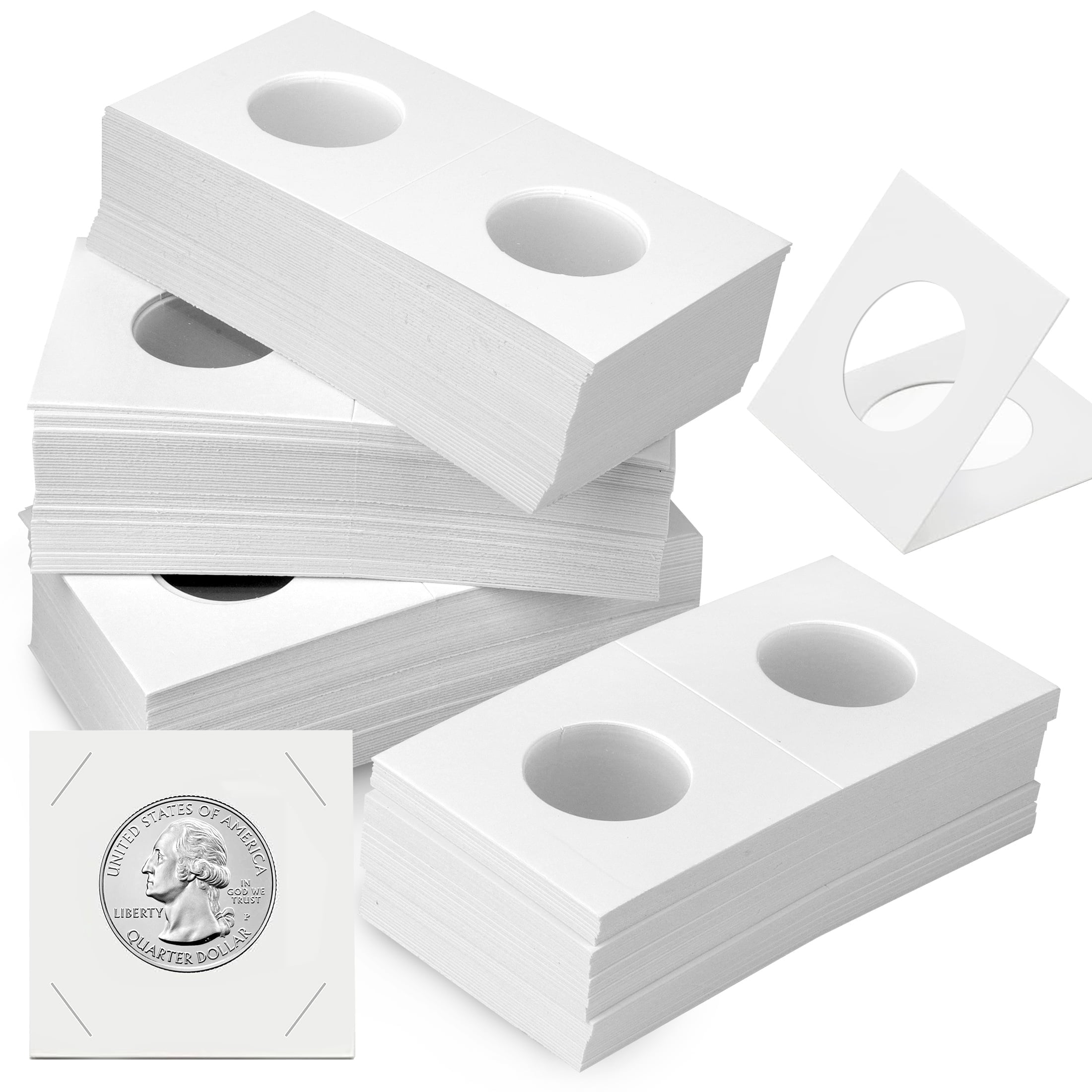 Hicarer 300-Piece Cardboard Coin Holder Flips - 2x2 Inch, 20.5mm For Penny/Dime, Coin Collection Supplies - View #8