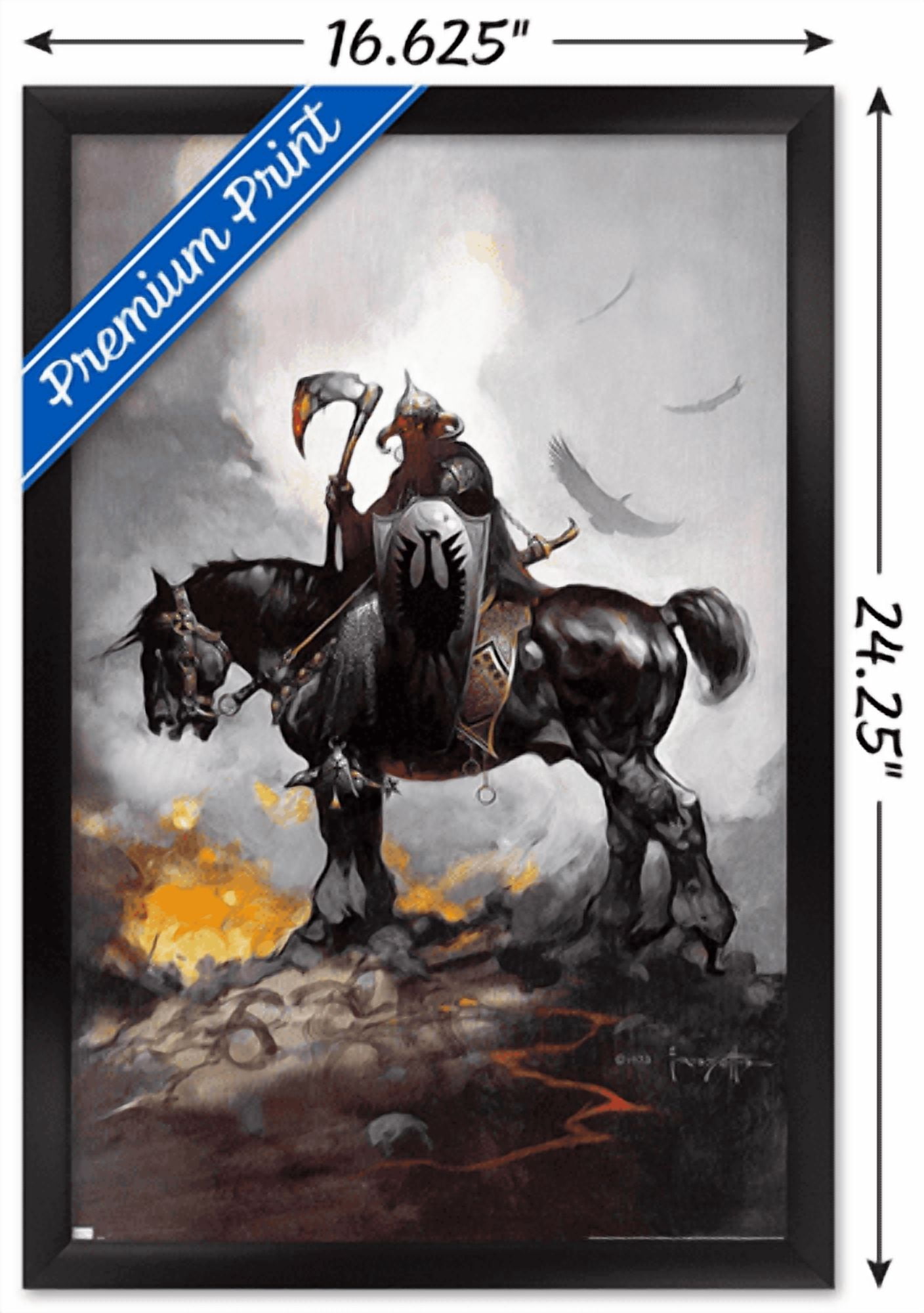 Frank Frazetta - Death Dealer 1 Wall Poster, 14.725" x 22.375" Framed