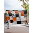 thumbnail image 6 of Pack of 2 Outdoor Pillow Covers, Geometric 3D Abstract Orange Black Gray Square Pattern Waterproof Square Throw Pillowcase Cushion Decorative Pillow Covers for Couch Patio Tent, 18x18 in, 6 of 6