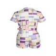 thumbnail image 3 of Combinaison à Manches Courtes Col Color Block pour Femme avec Ceinture de Taille Nouveau Style, 3 of 9