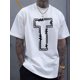 thumbnail image 1 of Simple and stylish T-letter printed men's round neck short sleeved T-shirt, comfortable and breathable casual sports top suitable for spring and summer vacation leisure, Casual Sporty Tee, Comfy Tee, 1 of 5