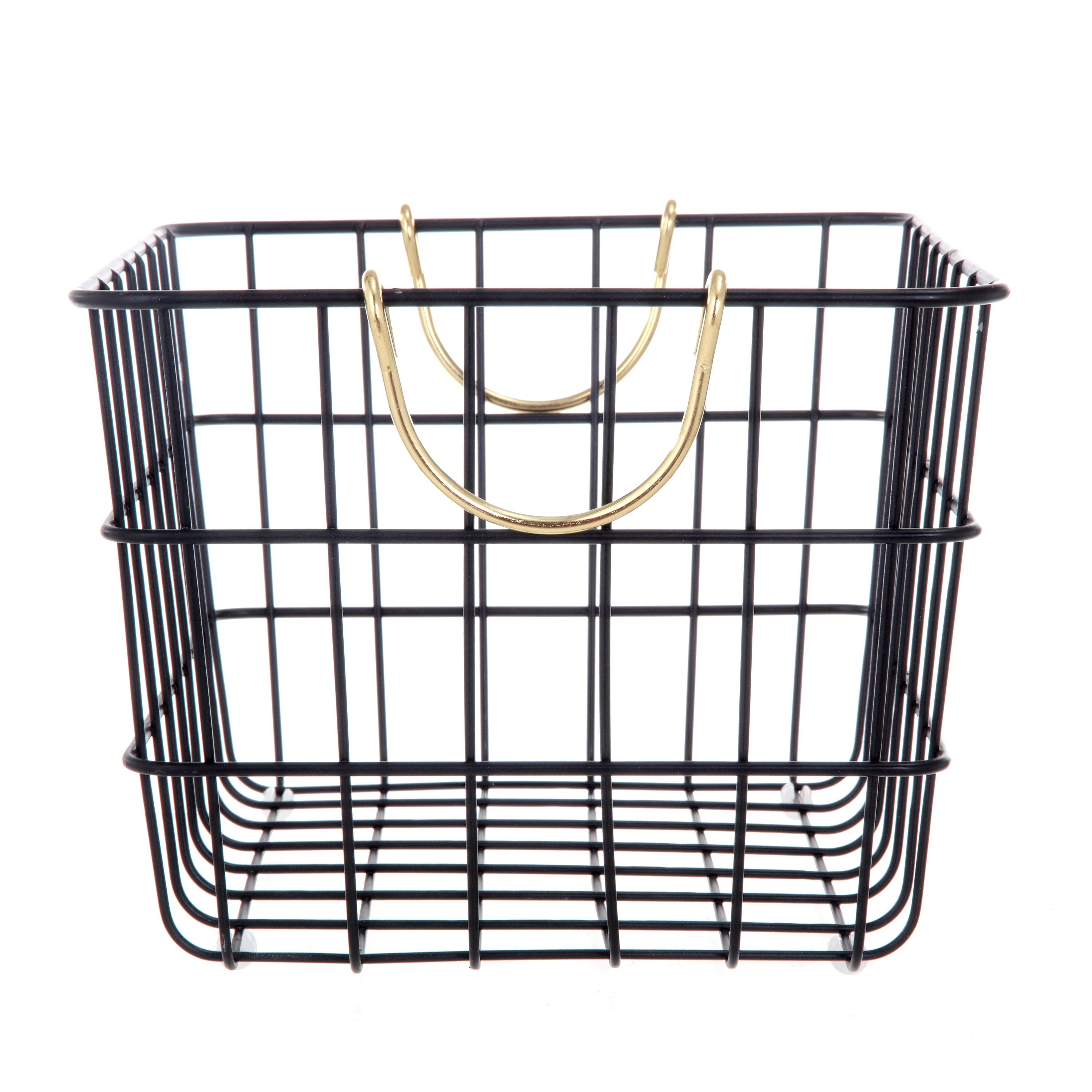 Better Homes Gardens Medium Wire Black Basket With Brass Handles Set Of 6 Walmart Com Walmart Com