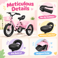 thumbnail image 5 of Kids Tricycle for Girls Ages 4-9, Akaber 16" Tricycle for Kids with 2 Storage Baskets, Dual Handbrake, Pink, 5 of 9