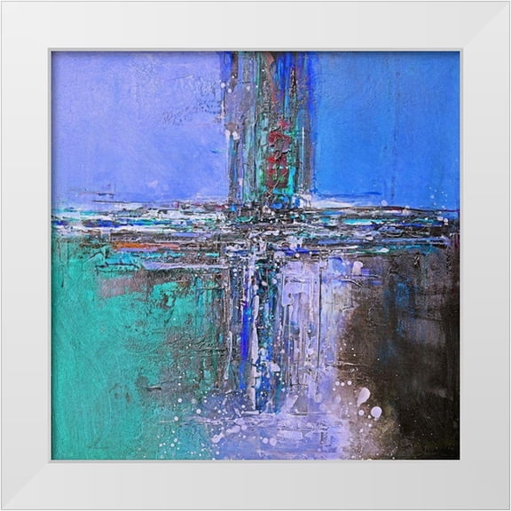 Olga 12x12 White Modern Wood Framed Museum Art Print Titled - Blue Vector