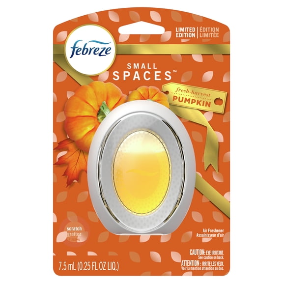 Febreze Odor-Eliminating Small Spaces Holiday Air Freshener, Fresh-Harvest Pumpkin Scent, 1 Ct, 0.25 fl. oz.