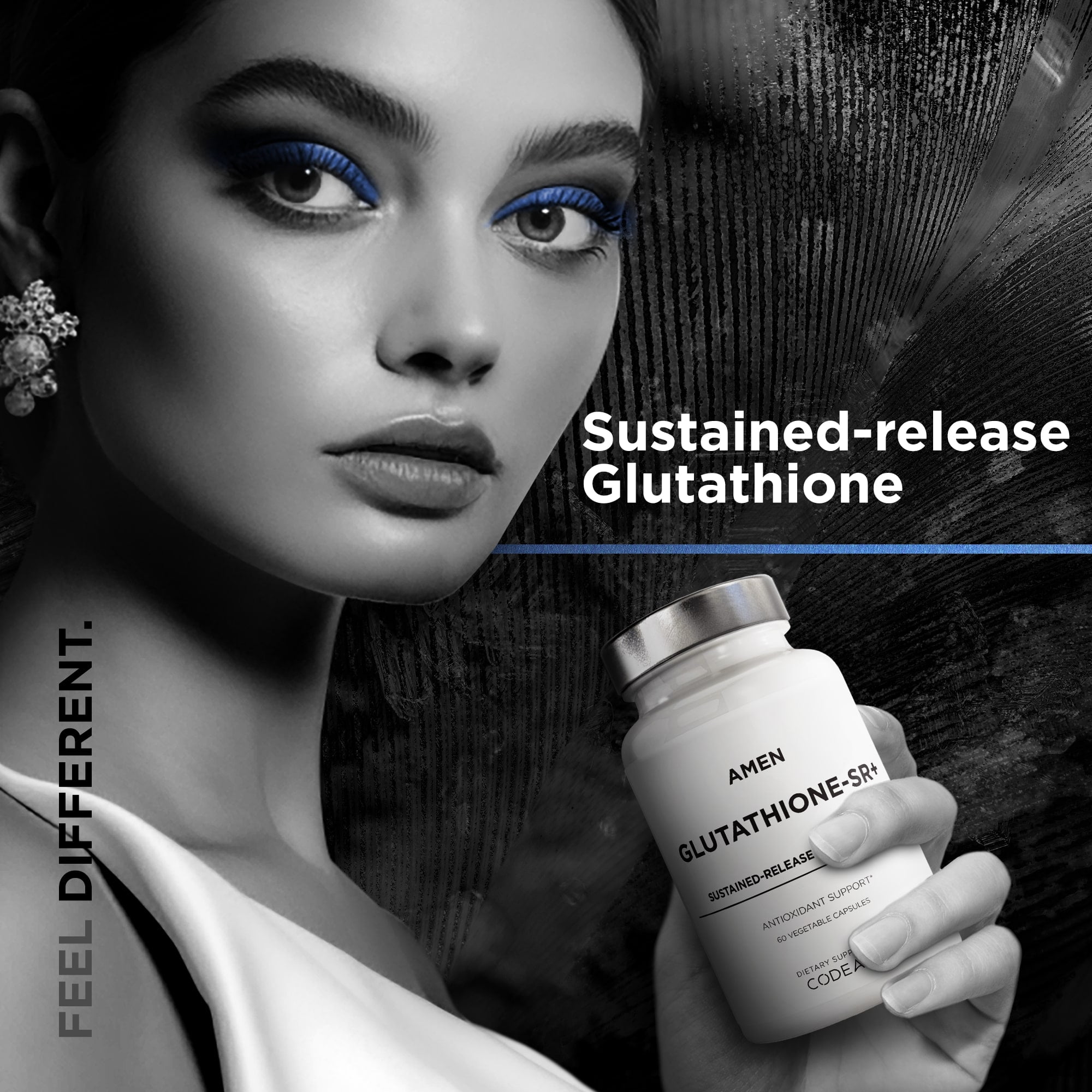 Amen Glutathione-SR+ Advanced Sustained-Release Supplement - 2-Month Supply - Reduced L-Glutathione - Galactomannans Fenugreek Seed - Time-Reduced Matrix - Non-GMO - 60 Capsules