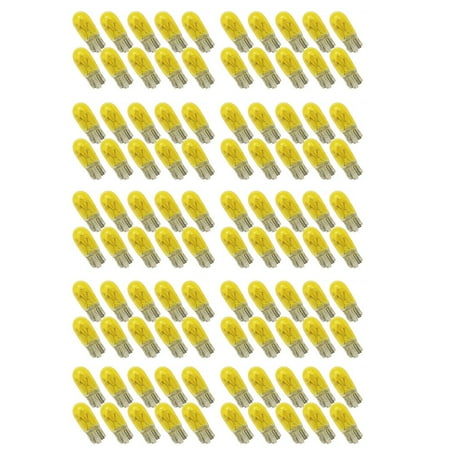 

100Pcs DC 12V T10 W5W 194 501 5W Car Halogen Bulb Signal Interior Car Light Side Marker Light Car Halogen Bulbs Yellow