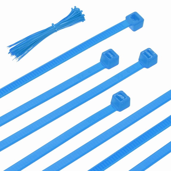 Uxcell 8 Inch Cable Zip Ties Self-Locking Nylon Wire Ties Heavy Duty Zip Tie with 50 LBS Tensile Strength (0.1"W) Blue, 100 Pcs