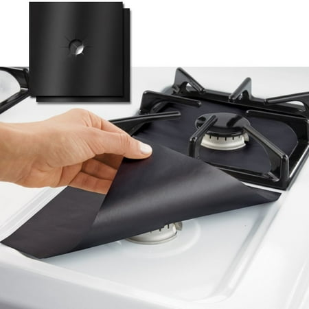 Coffee Cup Stove Covers AmyHomie Gas Range Protectors, 8 pcs Black Stovetop Burner Protector Covers, FDA Free, Reusable, Cuttable, Easy to Clean-up, Non-Stick and Dishwasher Safe ()