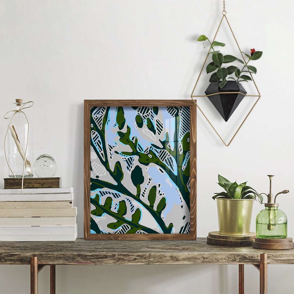 Abstract Tree Limbs II -Framed Print w/glass-Walnut