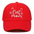 thumbnail image 2 of Baseball Cap CAT MOM Embroidered Baseball Caps Men Women Summer Sun Hats Adjustable Hard Top Cat Lover Caps Baseball Hat Red One Size, 2 of 3