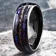 thumbnail image 4 of Unique Black Meteorite Tungsten Carbide Wedding Band Ring for Men & Women â€“ Blue Sandstone & Meteorite Space Galaxy Design, 4 of 6