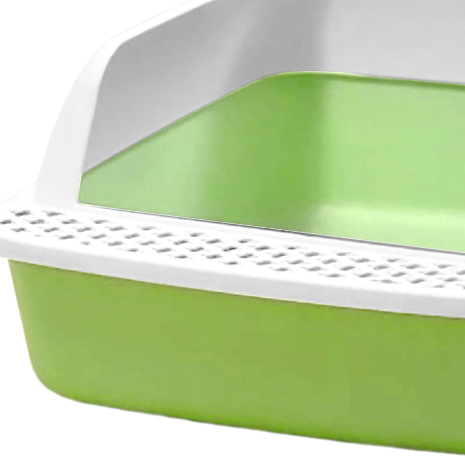 with with High Side Heighten Semi Enclosed Removable Easy to Clean Toilet Kitty Litter Tray. , Green