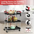 thumbnail image 2 of Lumiparty Folding Collapsible Service Cart, Folding Utility Cart, 3 Tier Collapsible Push Cart Rolling Tool Cart w/Lockable Wheels, 165lbs Capacity for Office Warehouse Home, Black, 2 of 9