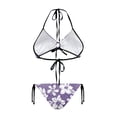 thumbnail image 2 of Chririnla Women's Halter Neck Two Piece Bikini Set - White Hibiscus Floral Print on Purple, Tie Side Bottoms, Quick Dry Swimwear for Beach Vacation & Pool Party, 2 of 9
