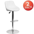 thumbnail image 4 of 2 Pk. Contemporary White Vinyl Bucket Seat Adjustable Height Barstool with Diamond Pattern Back and Chrome Base, 4 of 9