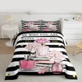 thumbnail image 2 of Erosebridal Girls Bags Perfume Bedding Queen Comforter Set,Chic Books Floral Down Comforter,White Geometry Lines Bedding Sets Queen with Comforter,Microfiber Bedroom Decorative Reversible,3 Pieces, 2 of 7