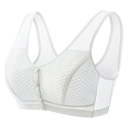 Gnurob Women Racerback Sports Bra Wireless Padded Bralette Plus Size Full Support Underwear Non Underwire Seamless Bras Lightly Breathable Bralettes Clearance Saving White 90B