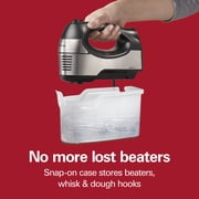 Hamilton Beach Electric Hand Mixer, 6-Speed Corded, 300 W, 5 Attachments and Snap-On Storage, Stainless Steel/Black