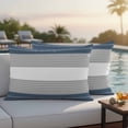 thumbnail image 4 of Haze Blue Grey Stripe Outdoor Waterproof Pillow Covers, Modern Art Horizontal Striped Decorative Rectangle Throw Pillowcase Sofa Cushion Sham for Patio/Couch/Chair, 20"x12" 2 Pack, 4 of 8