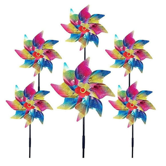 6Pcs Sparkly Wind Spinners for Yard and Garden, Lawn Yard Decorations Colorful Pinwheels Reflective