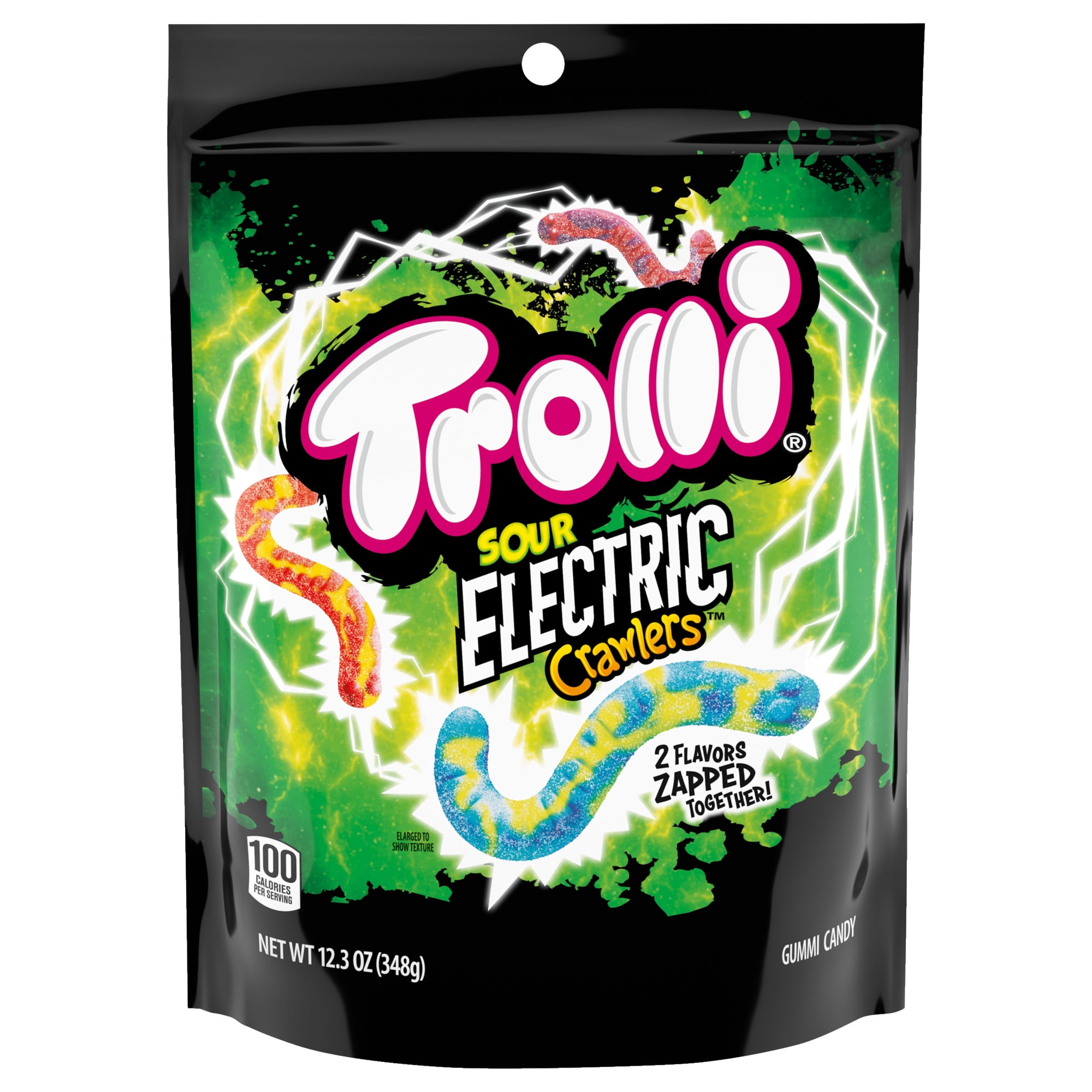 Trolli Sour Electric Crawlers Gummy Candy, Sour Gummy Worms, 12.3 oz
