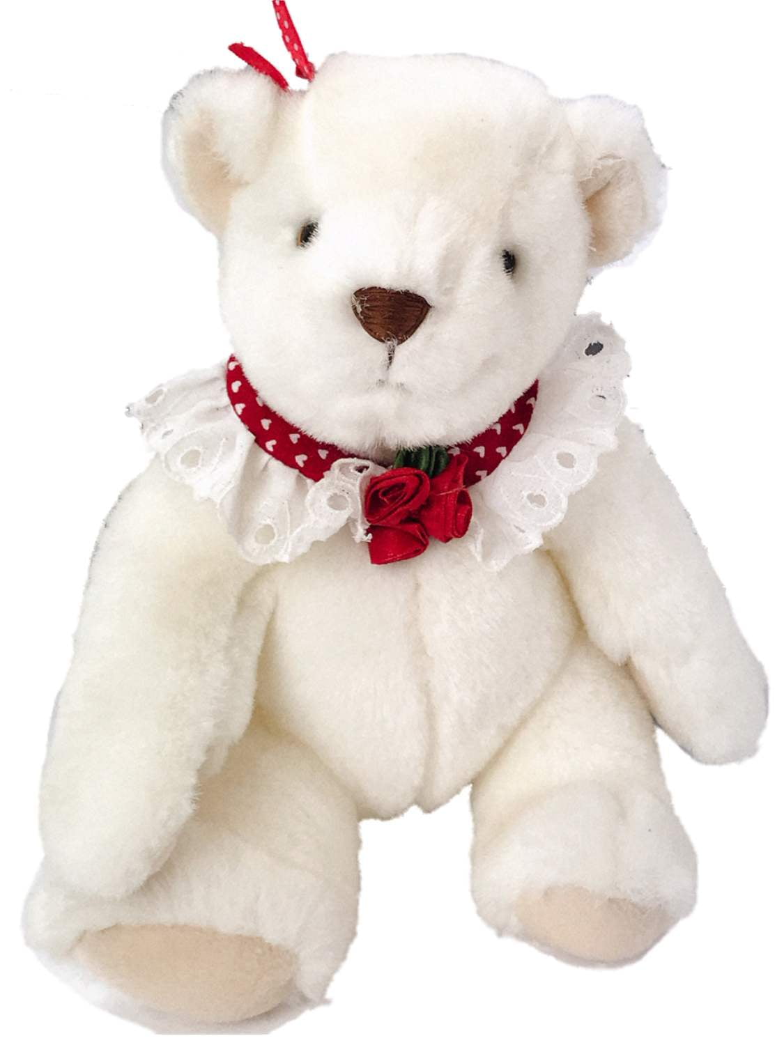 red and white stuffed dog