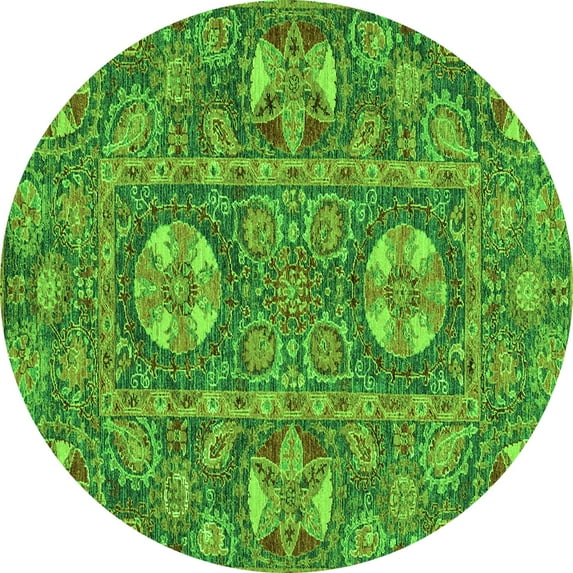 Ahgly Company Indoor Round Abstract Green Modern Area Rugs, 6' Round