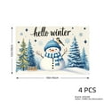 thumbnail image 4 of JOOCAR Hello Winter Snowman and Pine Trees Design Linen Table Mats Set of 4 for Home Kitchen Table Decor 12x18 inch, 4 of 5